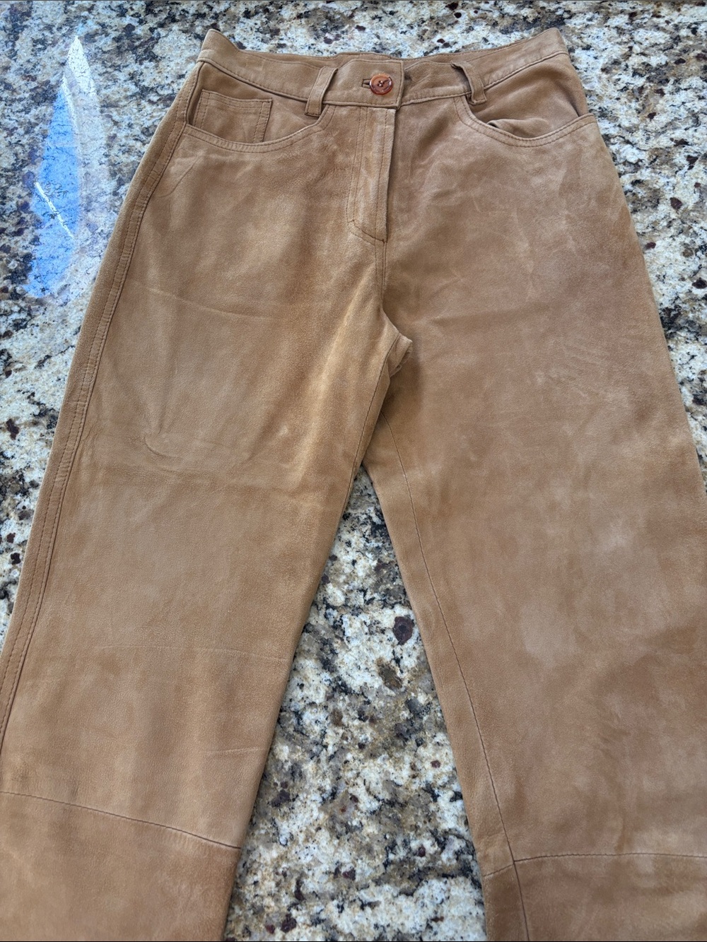 Anna Women’s Straight Suede Jeans in Light Brown